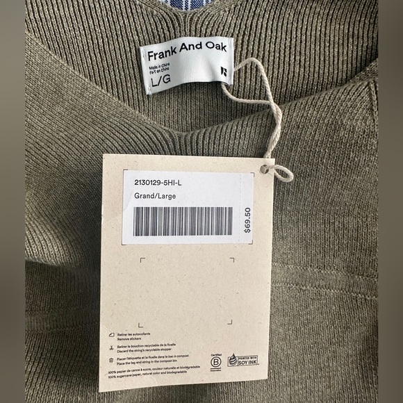 Knitted Tank Top from Frank and Oak. Brand New, size : L. - Picture 4 of 6